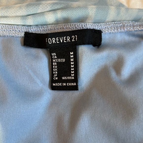 Forever 21 Mini Dress  Blue White Lined Stretch  Tye Dye Pattern - Picture 5 of 8